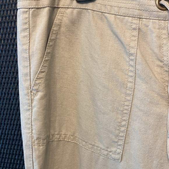 J Crew City Fit Cargo Pants Linen Cotton Draw String Pocket Flat Front Khaki 10 - Picture 8 of 8